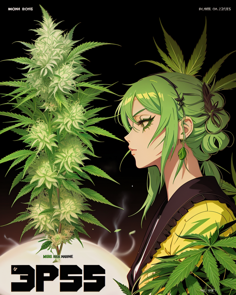 03951-1733805129-magazine cover about anime girls smoking marijuana, pot plant, huge cannabis flowers with dark leaves, animag, graphicdesign, co.png